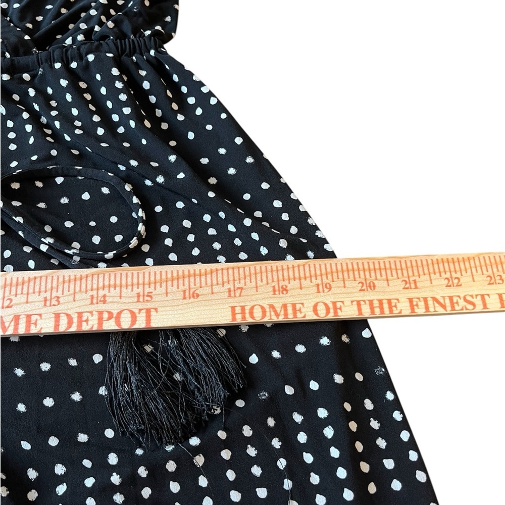 Tommy Bahama Dunmore Dot Black Dress Tassel Ties Size Medium Summer Boho Resort - Picture 5 of 8